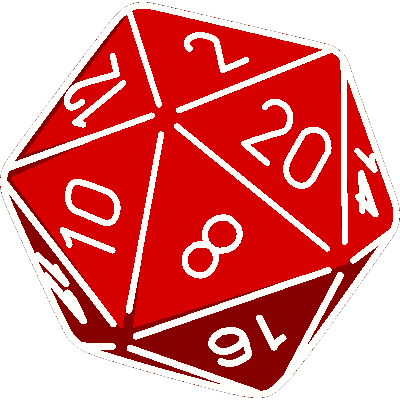 line art of a 20-sided die